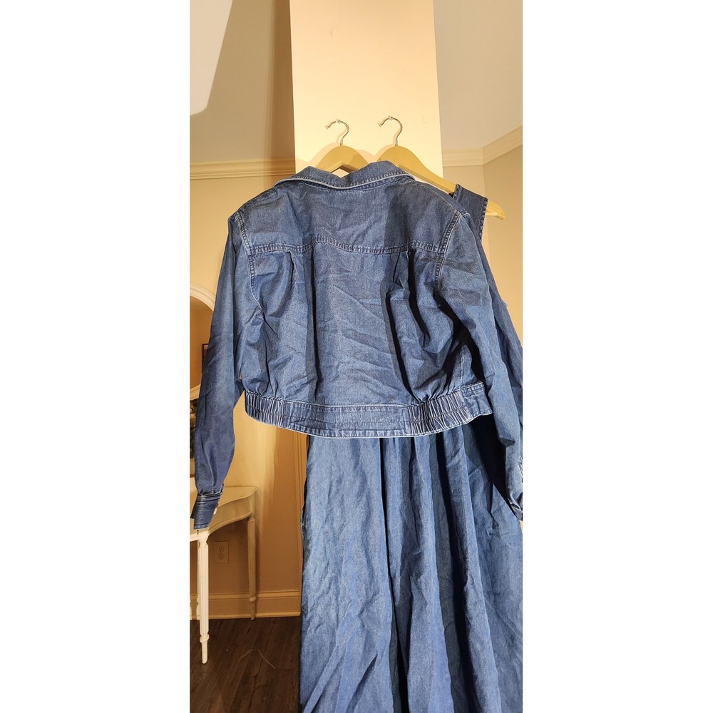 Talbots Vintage Denim Maxi Dress and Cropped Denim Jacket Set Blue Wash - Picture 11 of 14